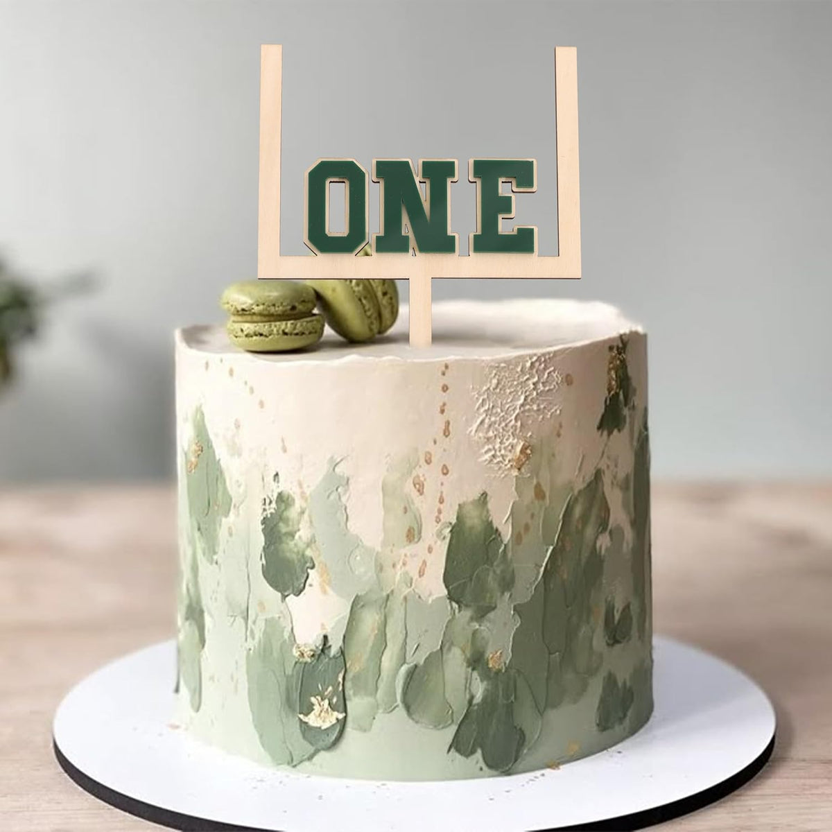 Wood And Acrylic Football One Cake Topper - Football First/1st Birthday Decorations,First Year Down