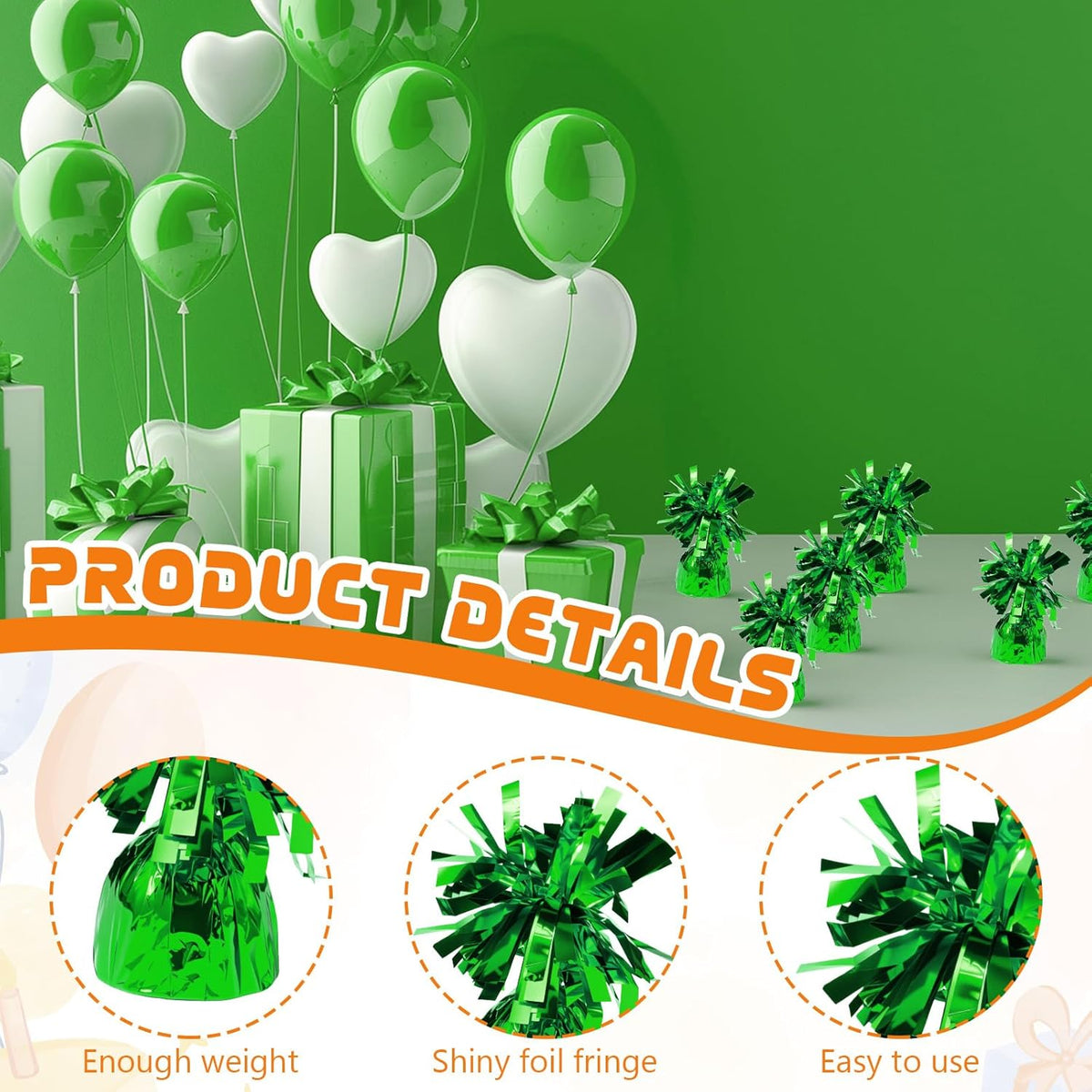 6 Pack Green Balloon Weights Metallic Holder Anchors Balloon Holder Weights for for Birthday 2025
