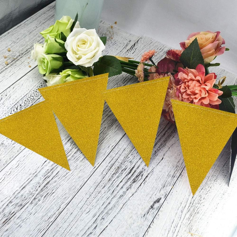 MerryNine Triangle Flag Bunting Banner, 3 Pack 30 Feet Vintage Style Pennant Banner for Wedding