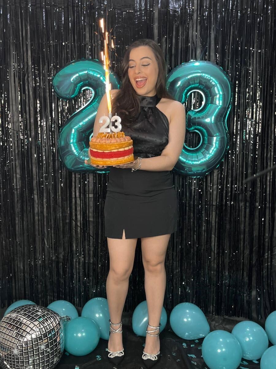 Large 40 Inch Teal Blue 3 Number Balloon, 3 13 23 30 33 36 38 Teal Blue Birthday Party Decorations