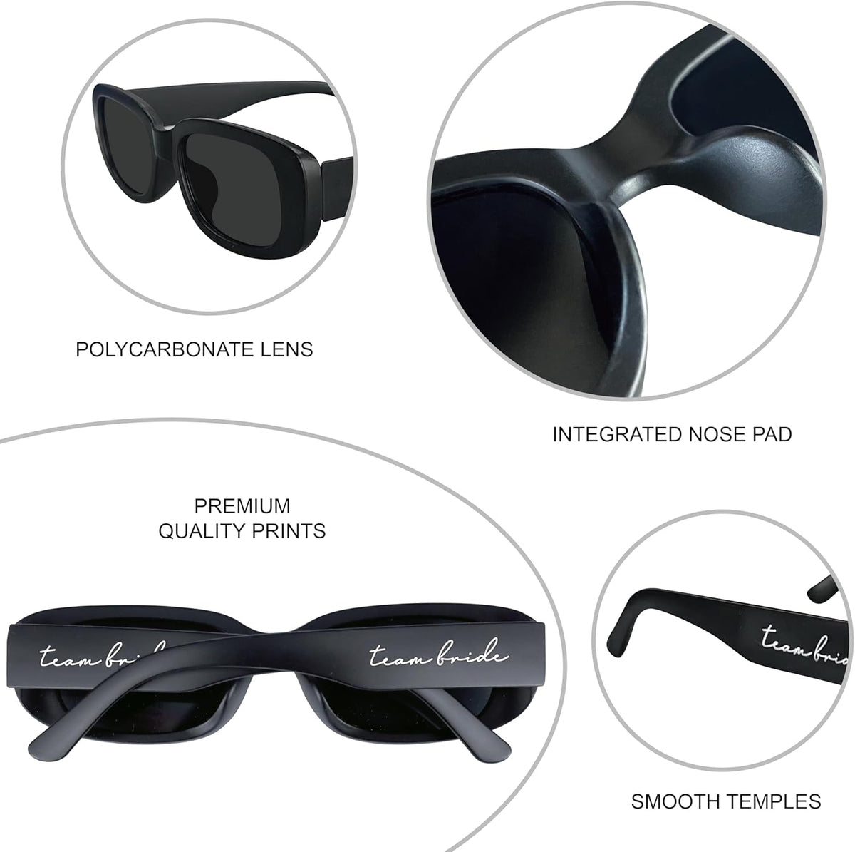 Bride Squad Bachelorette Party Favors 10 Pcs Team Bride Sunglasses Retro Rectangle Bridesmaid Gifts