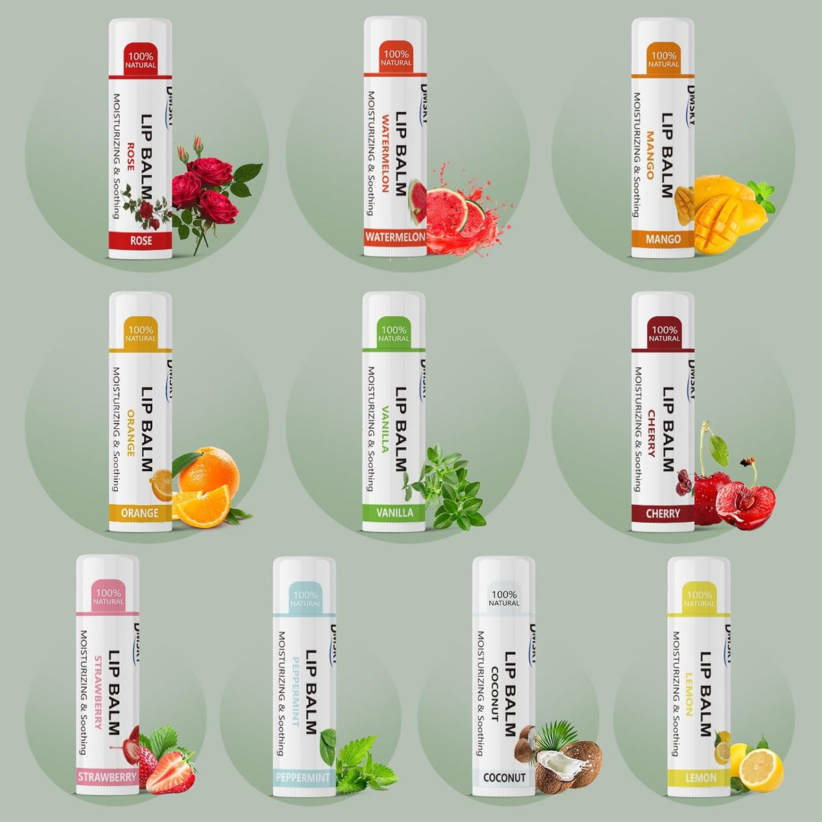 40 Pack Lip Balm Bulk, Fruit Lip Balm Variety Pack, Natural Moisturizing Balms for Dry Cracked