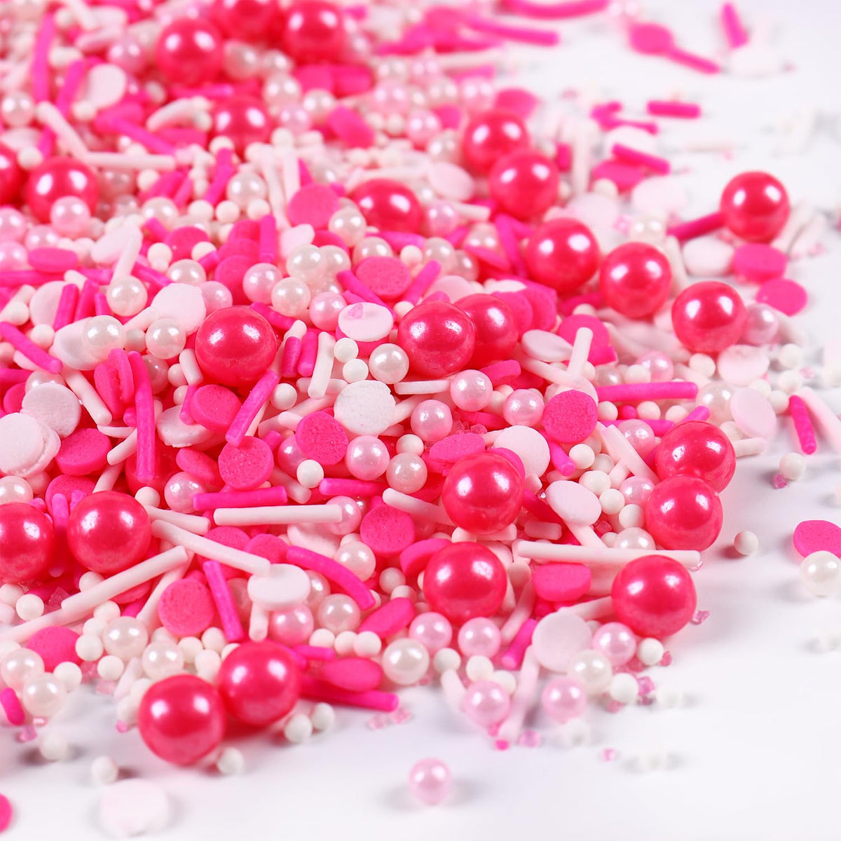 Edible Pink Sprinkles for Cake Decorating, Pink Confetti Sprinkles, Pink Jimmy Sprinkle Mix