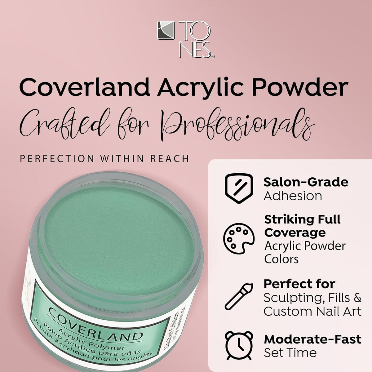 Tones Coverland Acrylic Nail Powder "Mint Cream" - Limited Edition Acrylic Powder for Nail Design