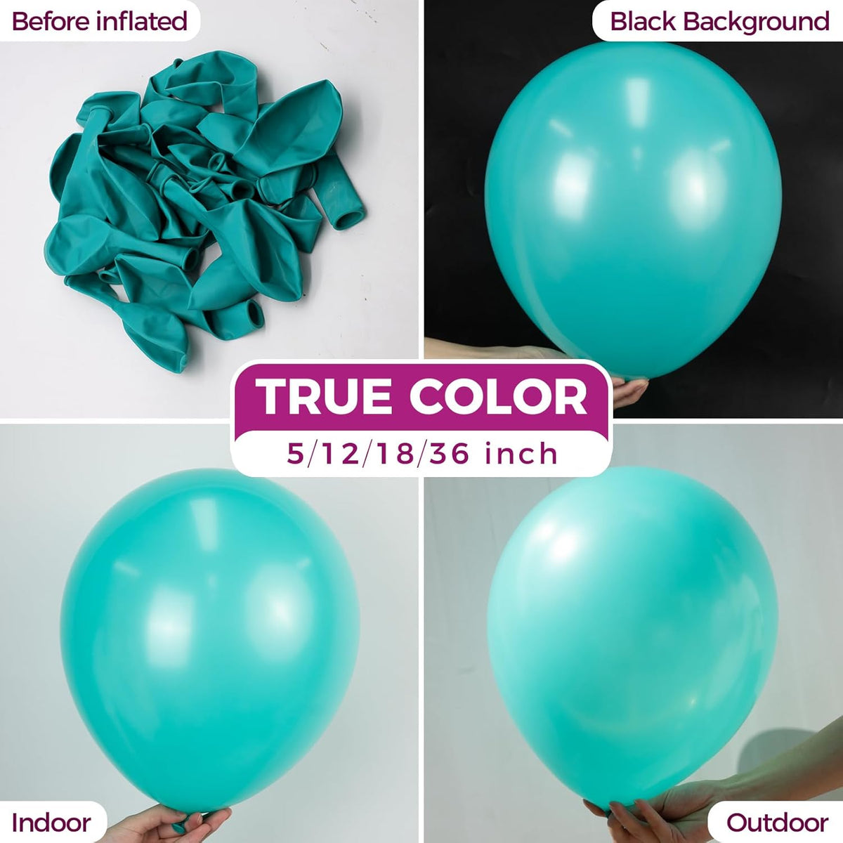 Bezente Teal Giant Balloons 36 Inch - 8 Pack Jumbo Teal Balloons Large Round Turquoise Latex