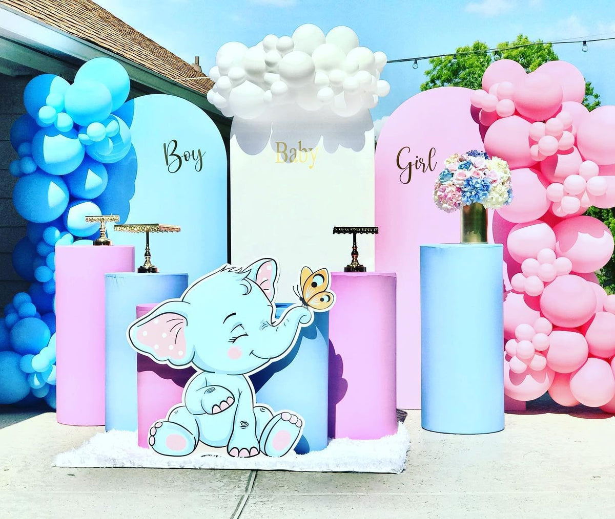 Pink and Blue Balloons Garland Kit, 124pcs Pink White Blue Latex Balloons Arch for Birthday, Baby