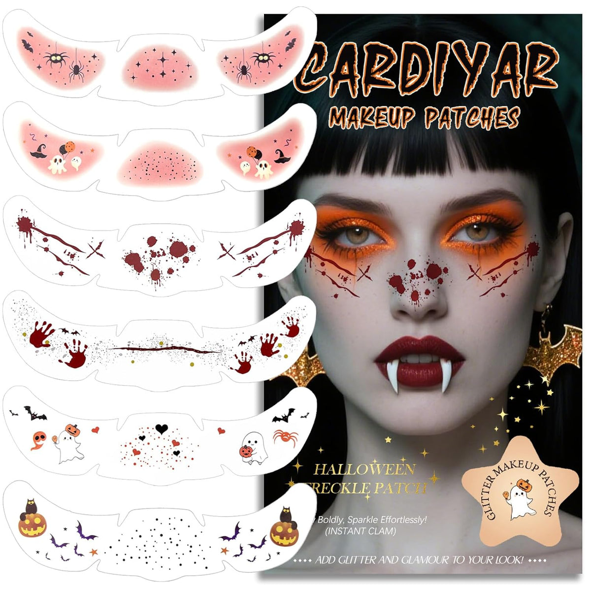 Glitter Freckles, 24PCS Glitter Freckles Face Tattoo, Sparkle Freckles for Women, Waterproof Gold