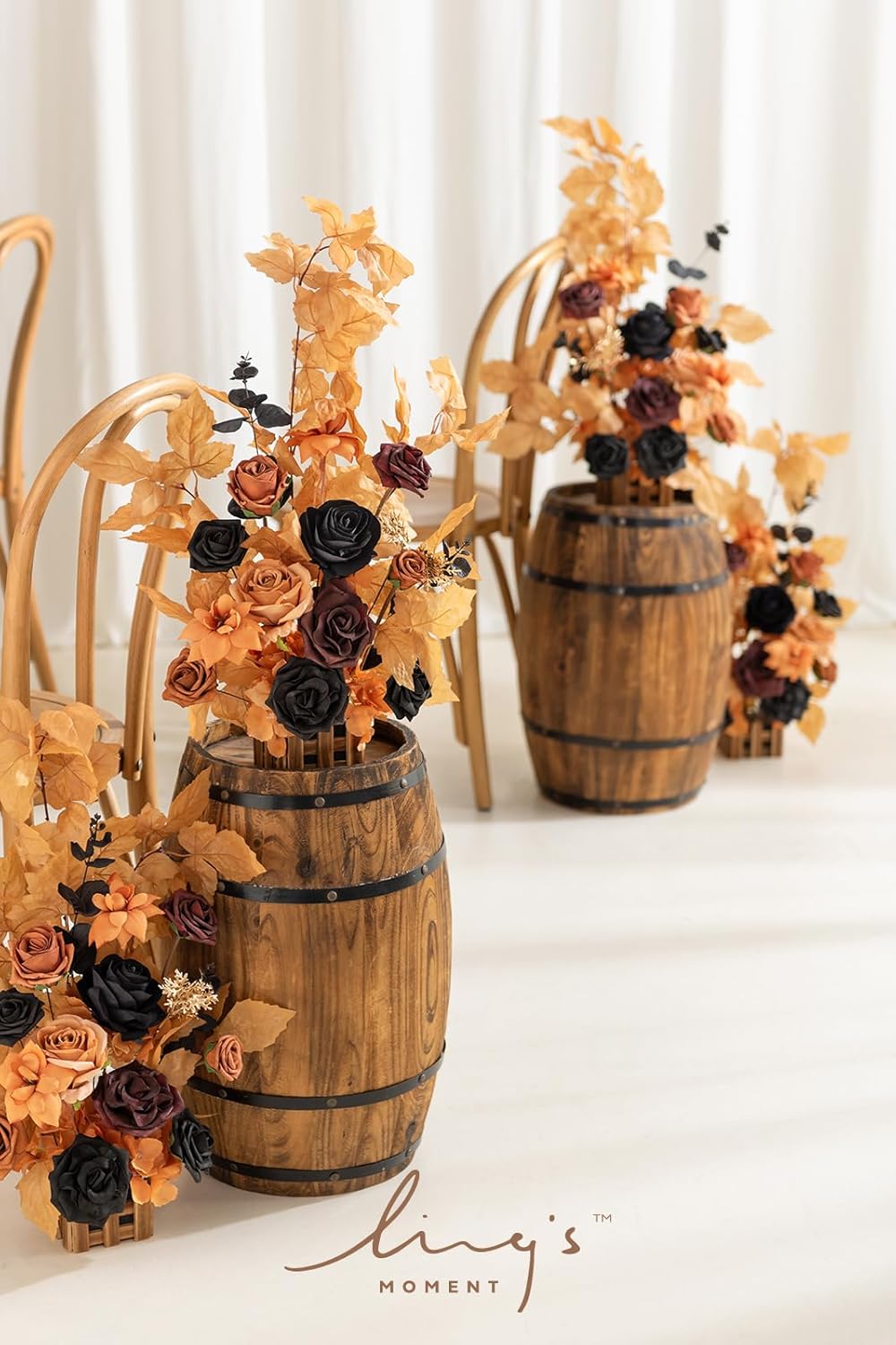 Ling's Moment 17.5" Tall Standing Artificial Flowers Arrangements 4pcs Fall Wedding Aisle Runner