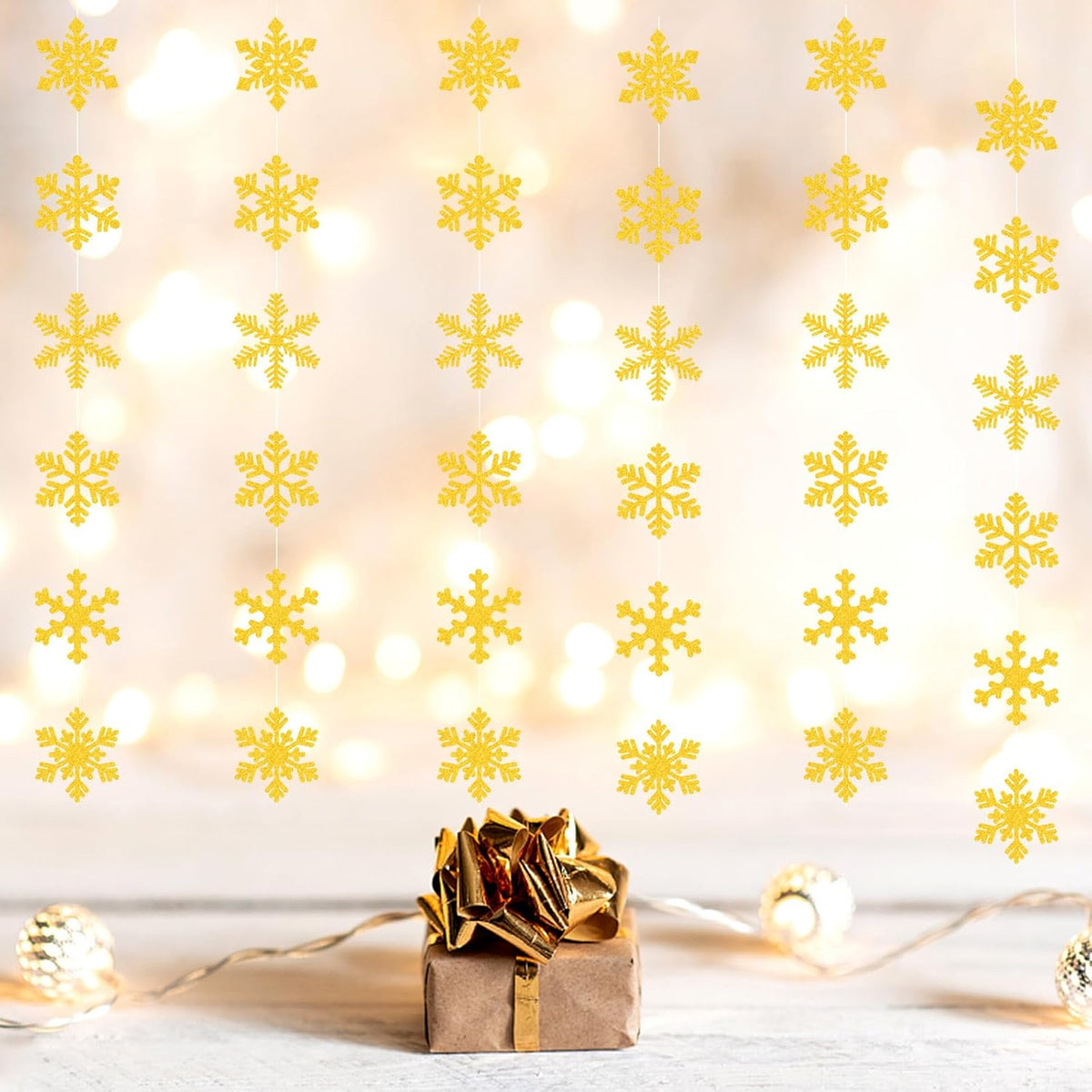 Gold Snowflake-Snow Christmas Party-Decorations Garland - 6pcs Winter Girl Boy Birthday New Year