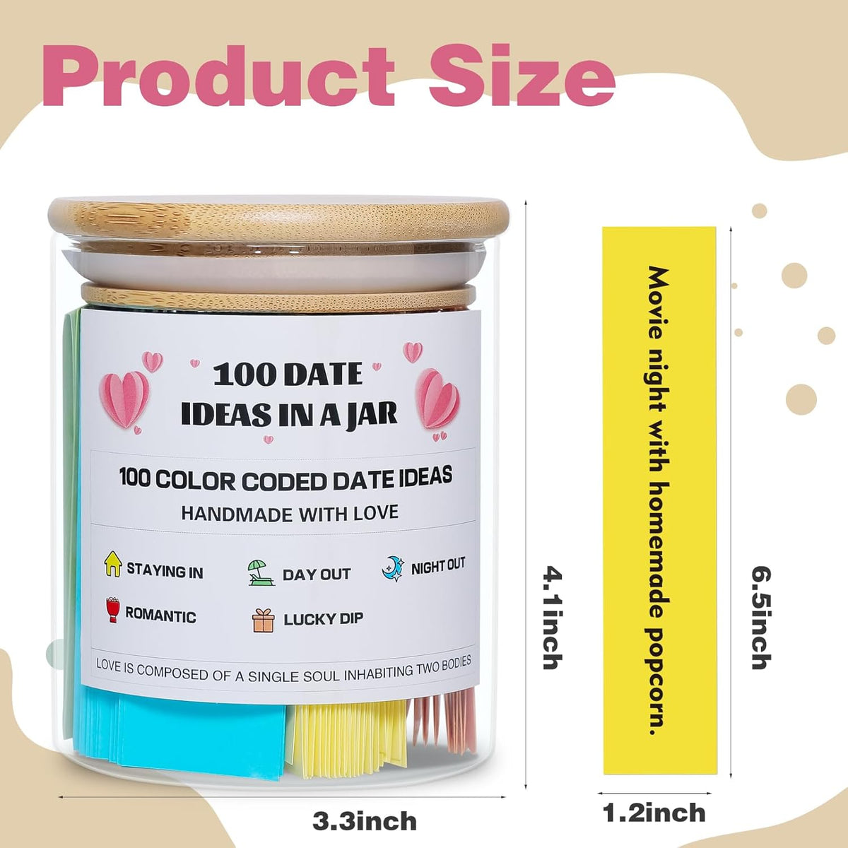 MSEHKM 100 Date Ideas In A Jar Date Night Ideas Color Coded Date Ideas Budget-friendly Date Jar