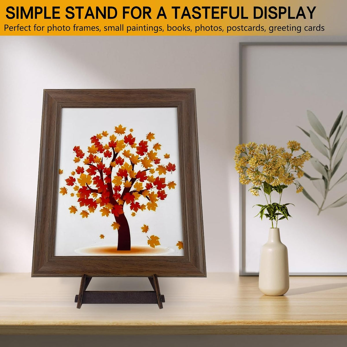 1 Pack 8 Inch Plate Stand, Wooden Display Stand Plate Stands for Display Decorative Picture Frame