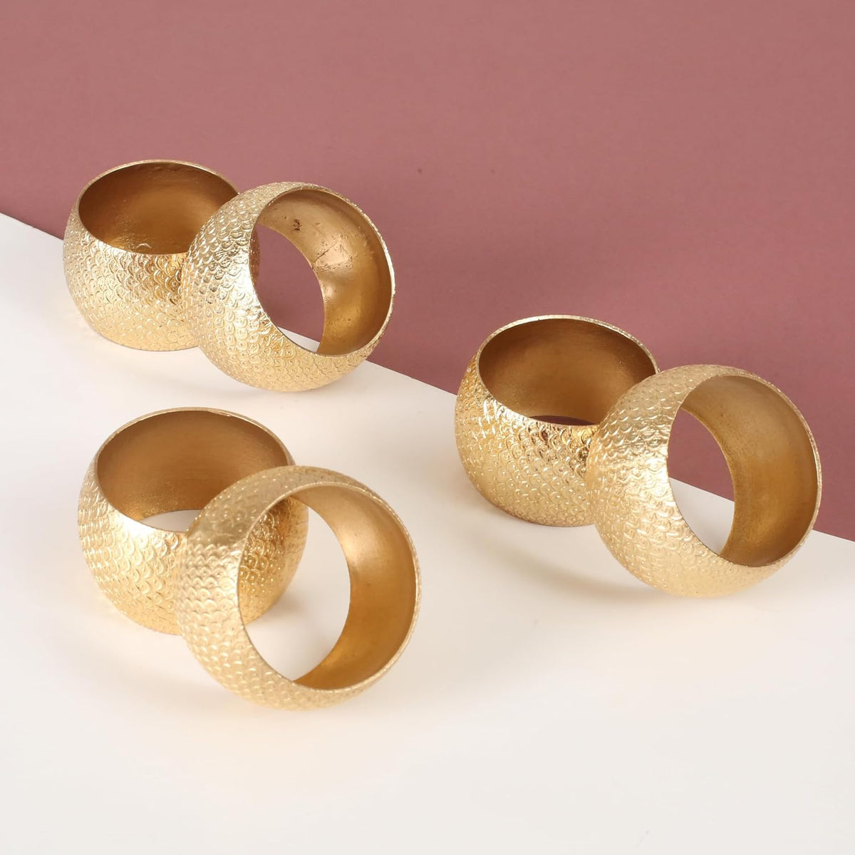 Gold Napkin Rings Set of 12 - Metal Heavy Duty Serviette Holders | Perfect for Dining Table