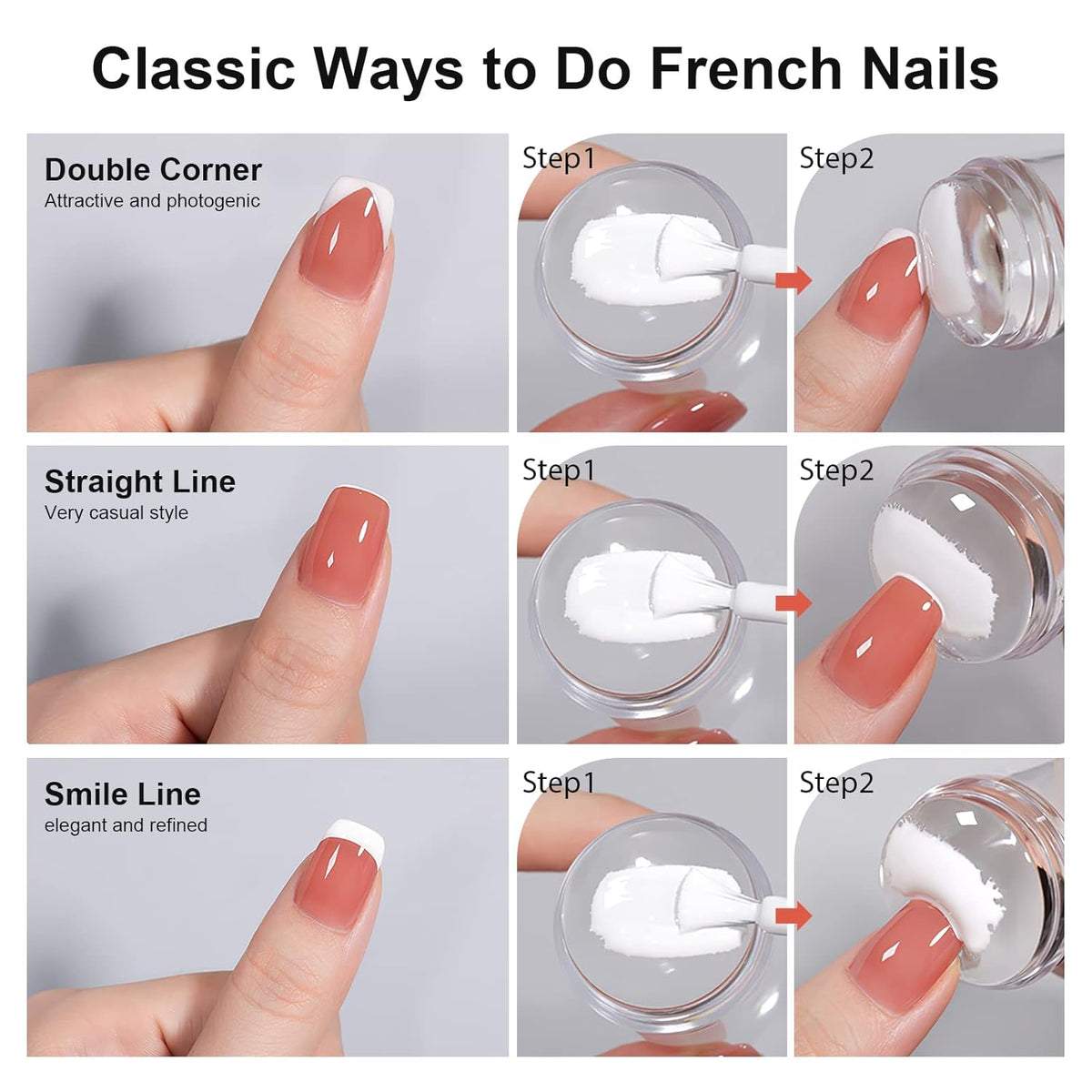 14PCS Nail Art Stamper Clear Silicone Nails Stamping Jelly with Scraper Transparent Visible Body