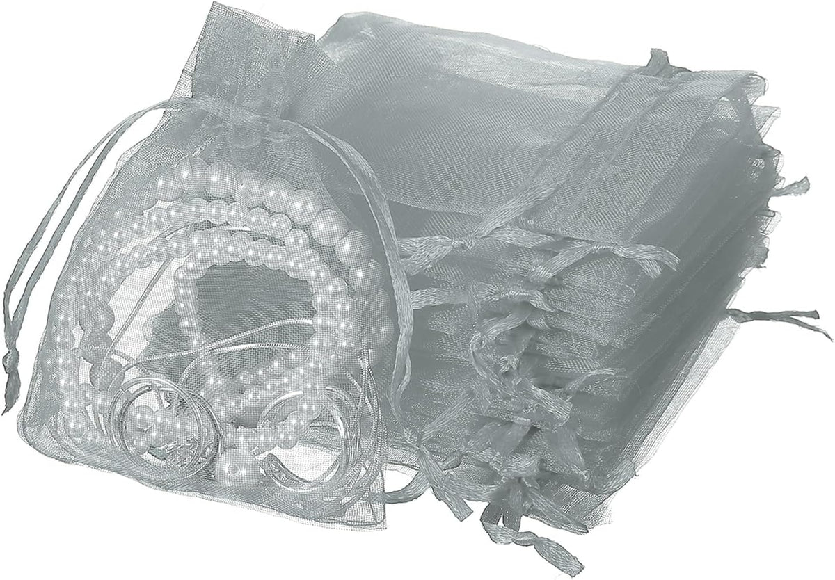 uxcell 50 Pcs Organza Gift Bags, 2.7x3.5 Inch Drawstring Pouches Jewelry Gift Bags, Small Wedding