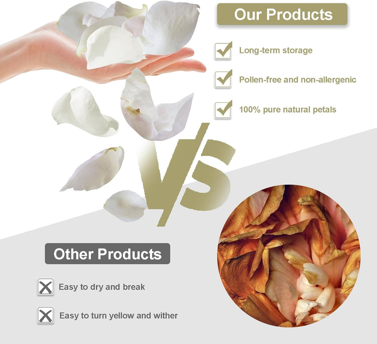 3.5 Oz Dried Rose Petals Wedding Biodegradable Petals, Natural Preservation Real Flower Petals