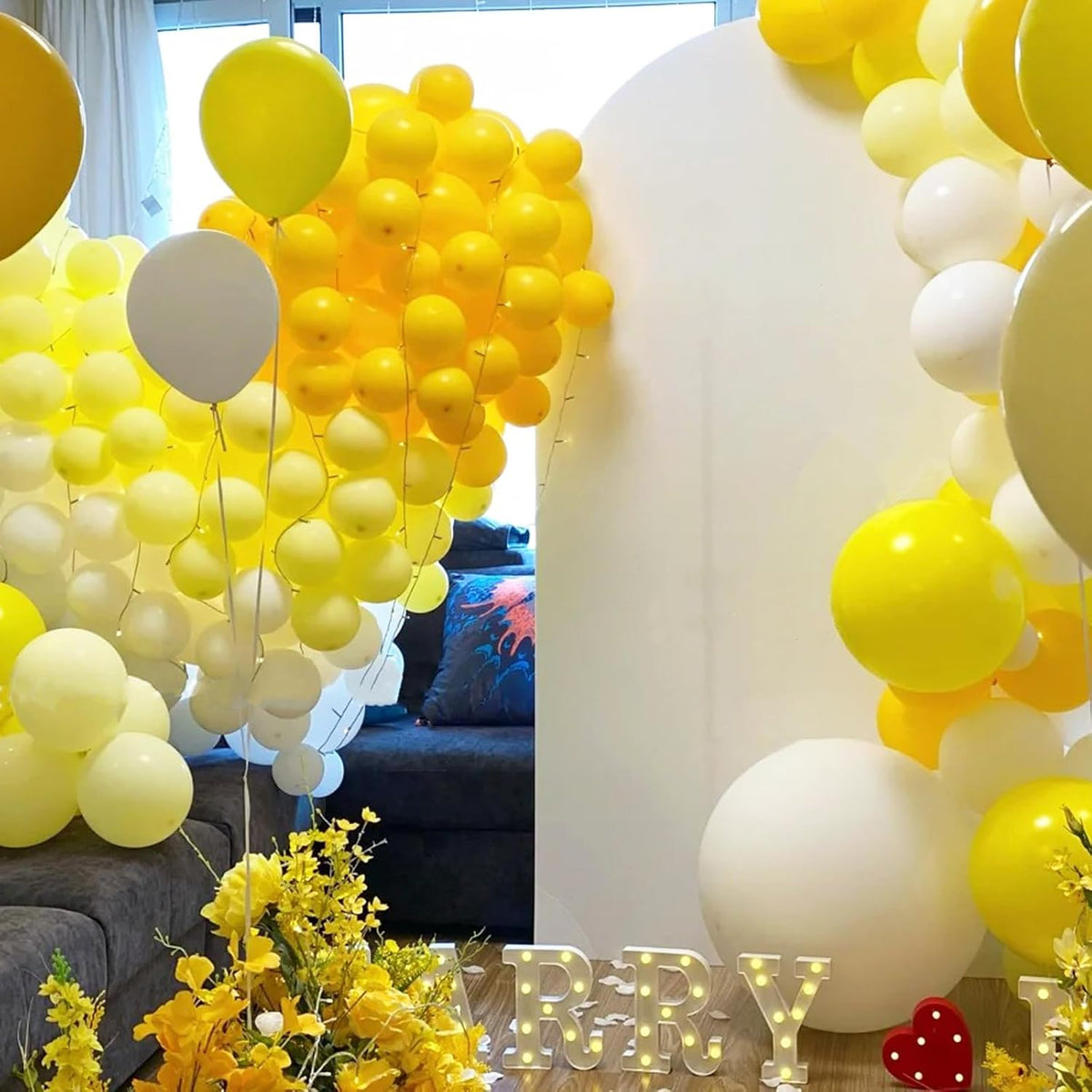 90pack Pastel Yellow Balloons Different Size 18/12/10/5 Inch Pastel Yellow Balloon Garland Arch Kit