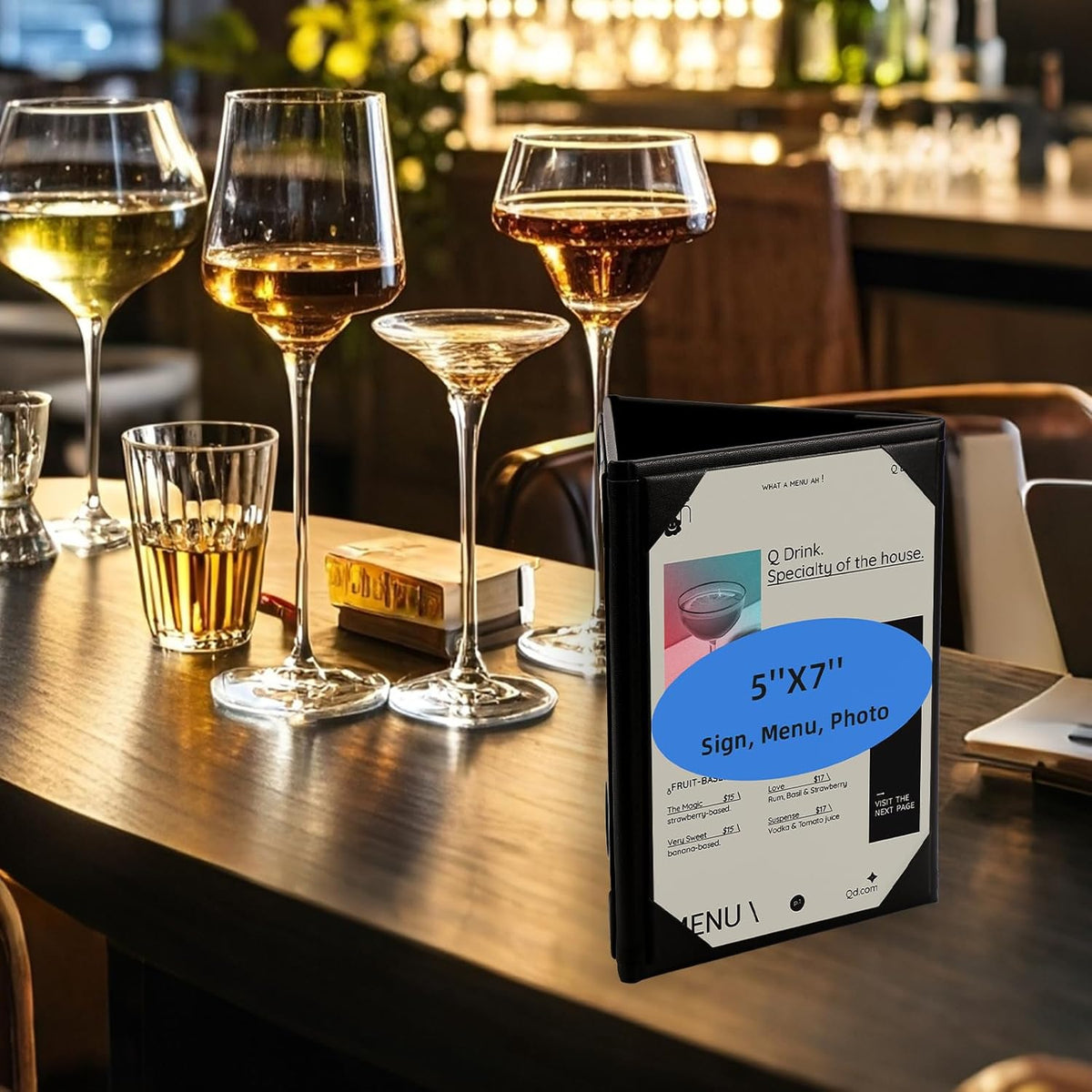 Menu Covers - Set of 10 Double-Sided Table Tent Cards for Restaurant, Dinner Party, and Bar Menus