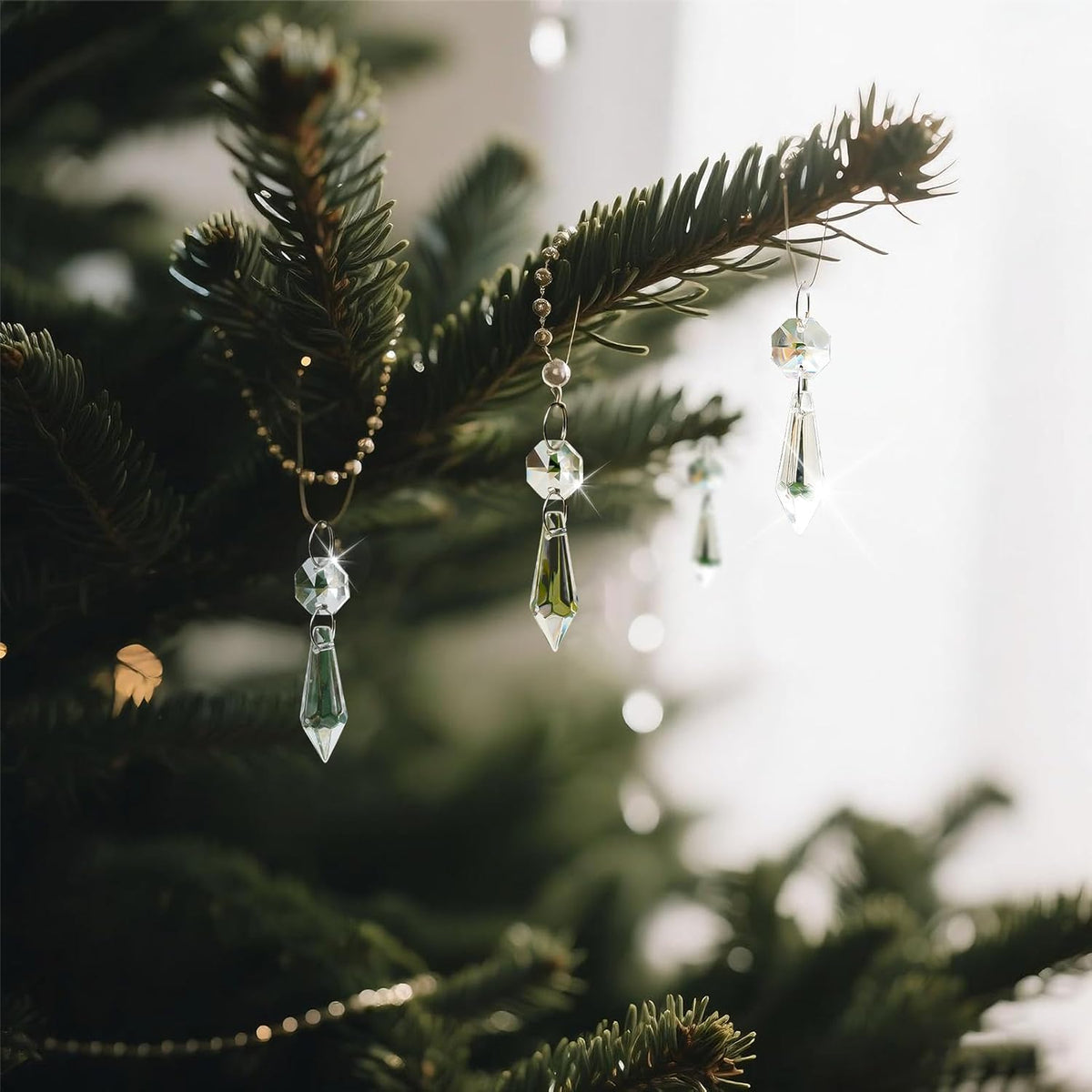 Premium Clear Crystal Glass Drops 2.4" - Multi-Purpose Hanging Prisms for Holiday Party/Home/Window