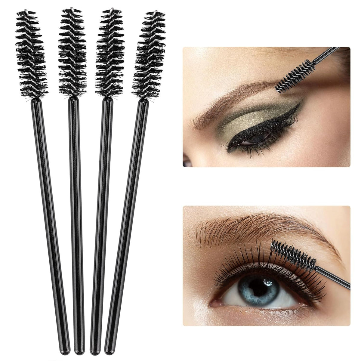 BTYMS 500 Pieces Disposable Mascara Wands Eyelash Brush Brow Brushes Applicators Lash Spoolies for