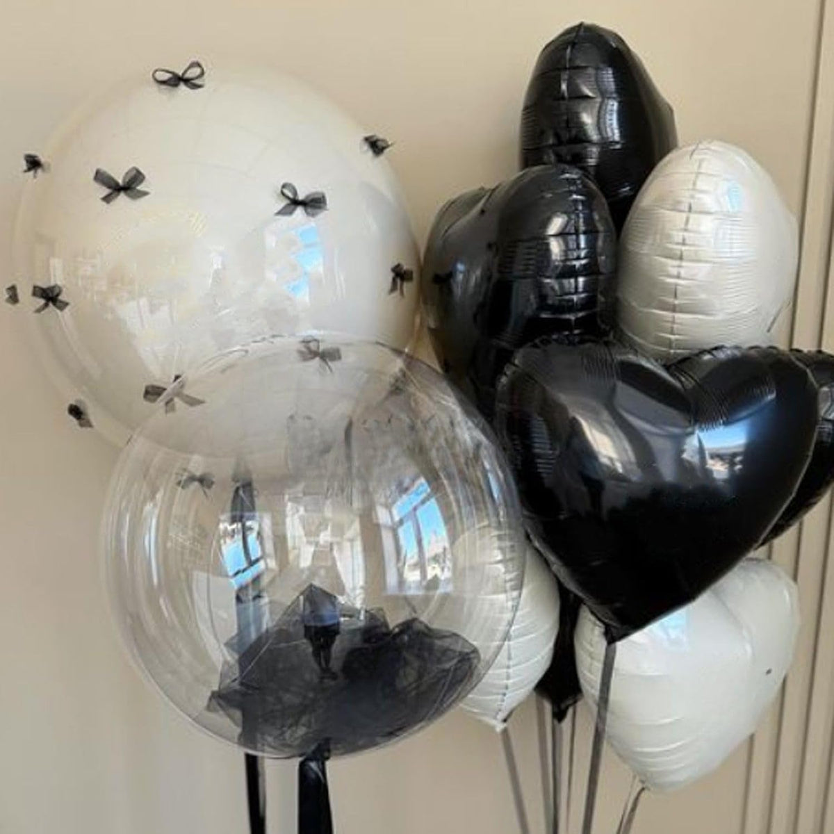 Black Heart Balloons,12Pcs 18 Inch Black Foil Love Heart Shaped Balloons for Valentines Day