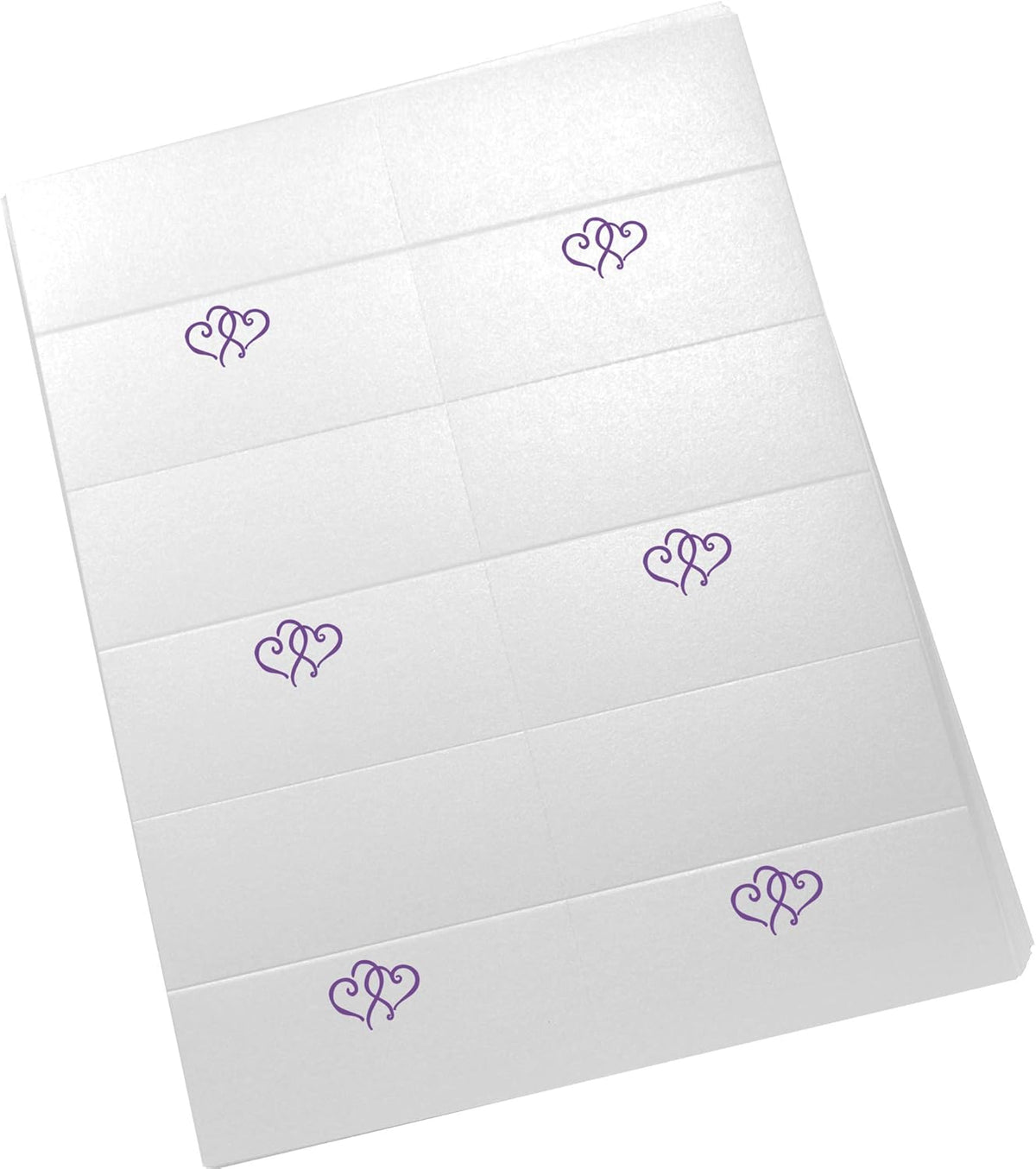 Linked Hearts Printable Place Cards, Purple (Choose Color), Set of 60 (10 Sheets), Laser & Inkjet
