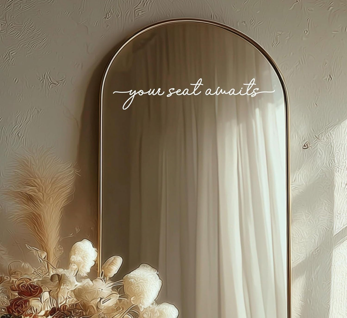 Your Seat Awaits Vinyl Decal, Wedding Seating Sticker, Mirror Decal for Seating, Please Find Your