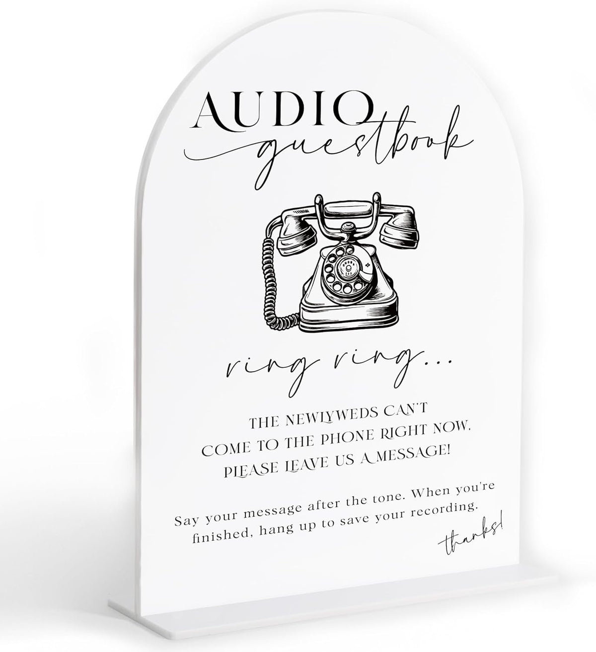 Audio Guest Book Sign, White Arch Acrylic Wedding Sign, Audio Guest Book Wedding Phone, Bridal