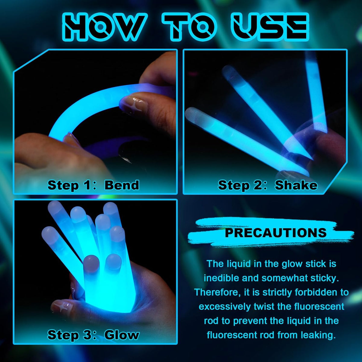 Lewtemi 50 Set 4'' Glow Sticks Bulk, Hallowee Glow in The Dark Party Supplies, Emergency Light