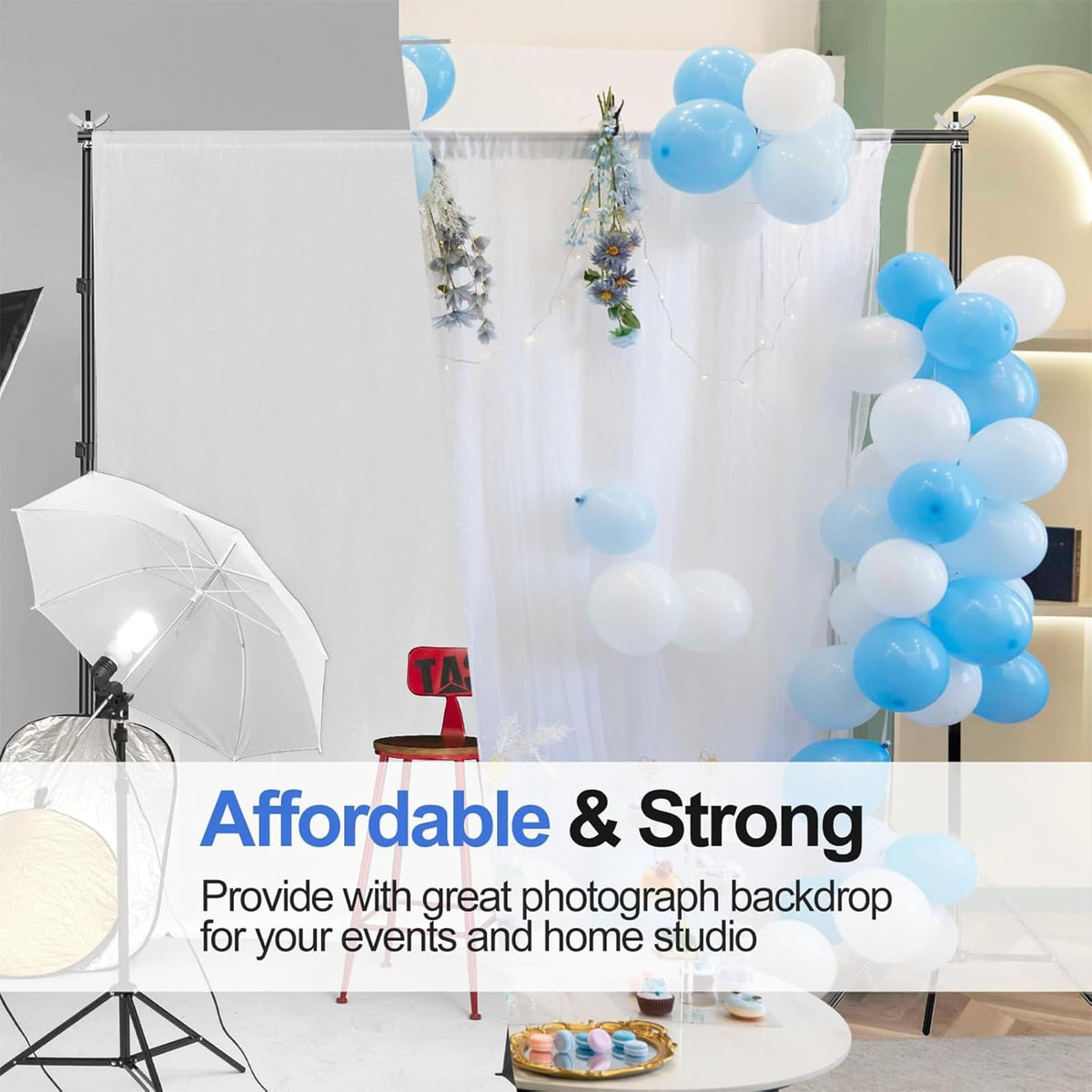 EMART Backdrop Stand 10x8.5FT Adjustable Back Drop Stand for Party Events