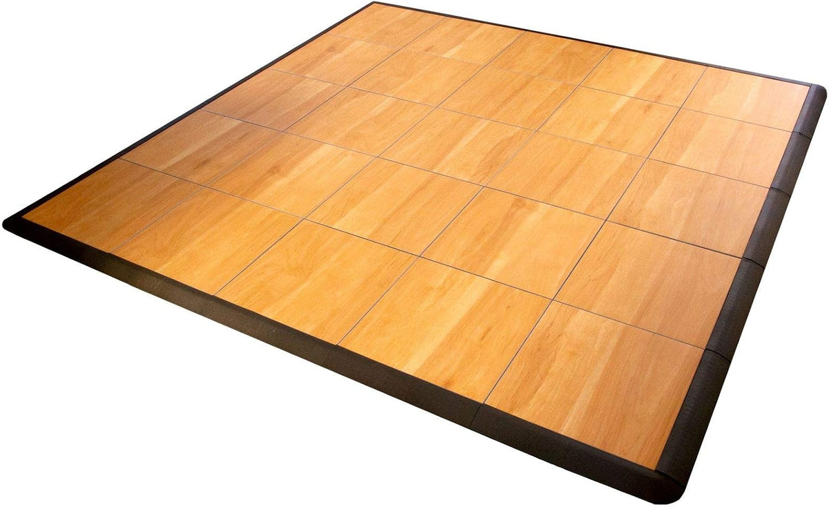 Big Floors 5X5MAPLEFLOOR Interlocking Lightweight Plastic Modular Dance Floor Kit (5' x 5'), Maple