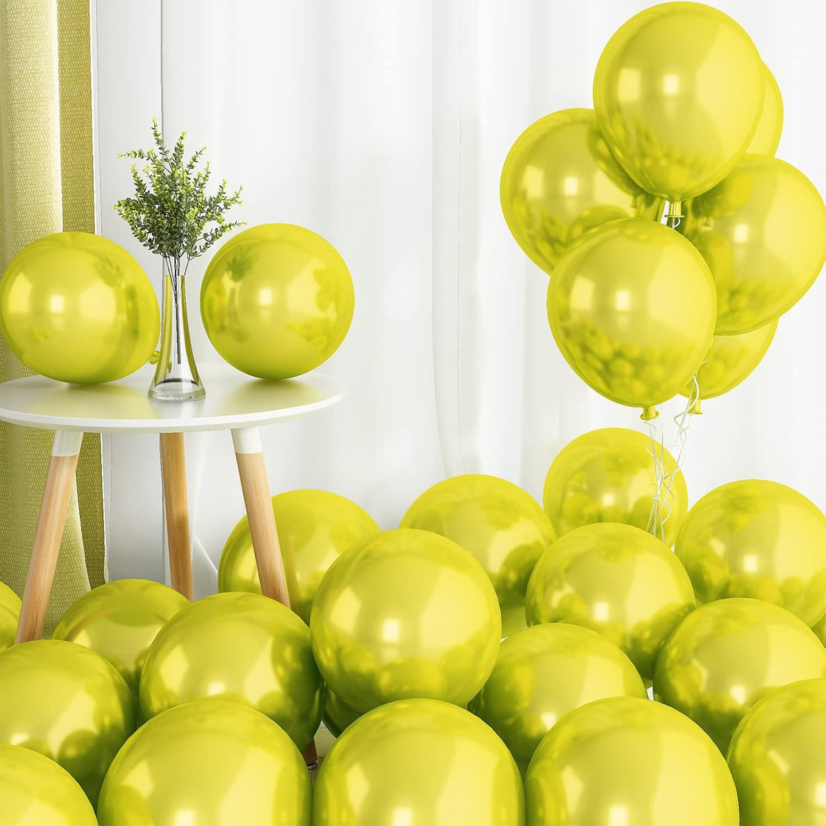 Chrome Yellow Balloons, 50 PCS 10 Inch Double-Layered Metallic Yellow Balloons, Shiny Thick Chrome
