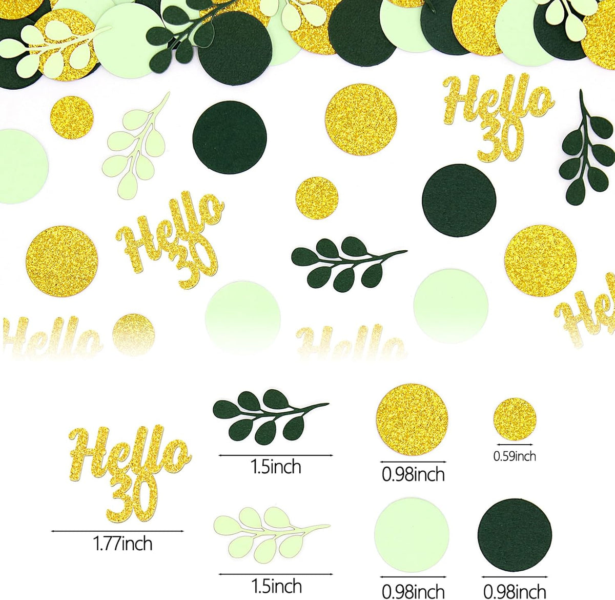 300PC Gold Glitter and Sage Green Happy 30th Birthday Decorations for Her/Him Greenery 30th