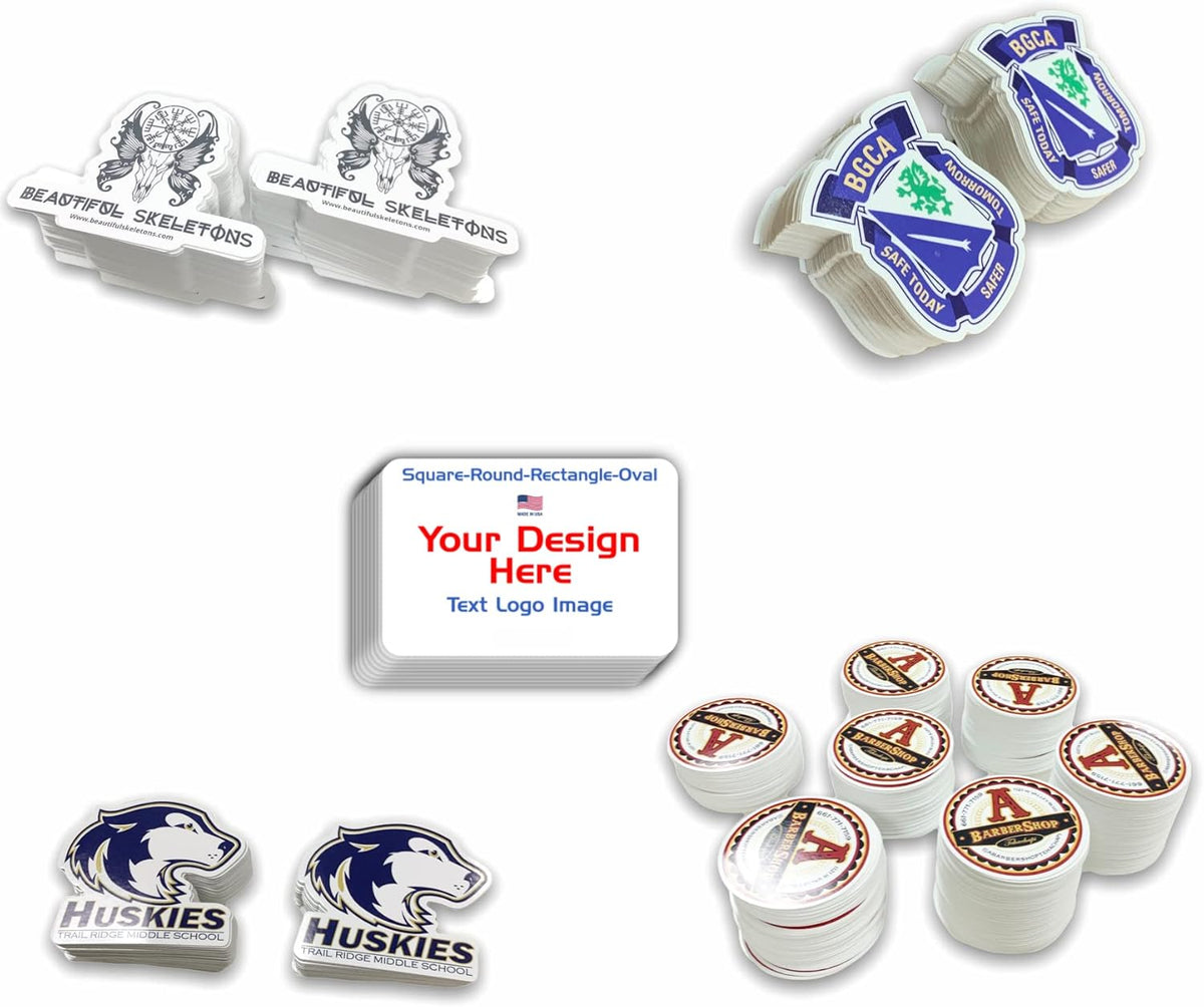 Avgrafx Personalized Die Cut Individual Vinyl Stickers Labels, Waterproof Dishwasher Safe, Made