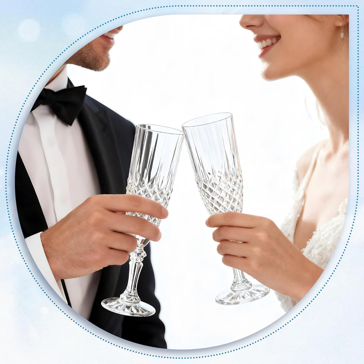 Plastic Champagne Flutes, 12PCS White Transparent Wine Glasses Goblets Cups Shatterproof Reusable