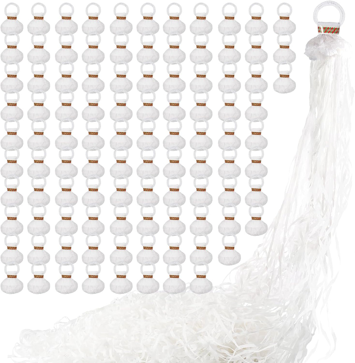 No Mess Streamers 100pack, White Confetti Poppers,Hand Throw Party Poppers No Mess for Birthday