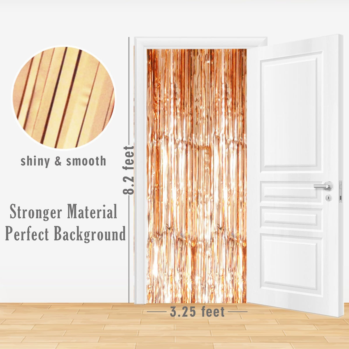 GOER 3.2 ft x 8.2 ft Metallic Tinsel Foil Fringe Curtains Party Photo Backdrop Party Streamers for