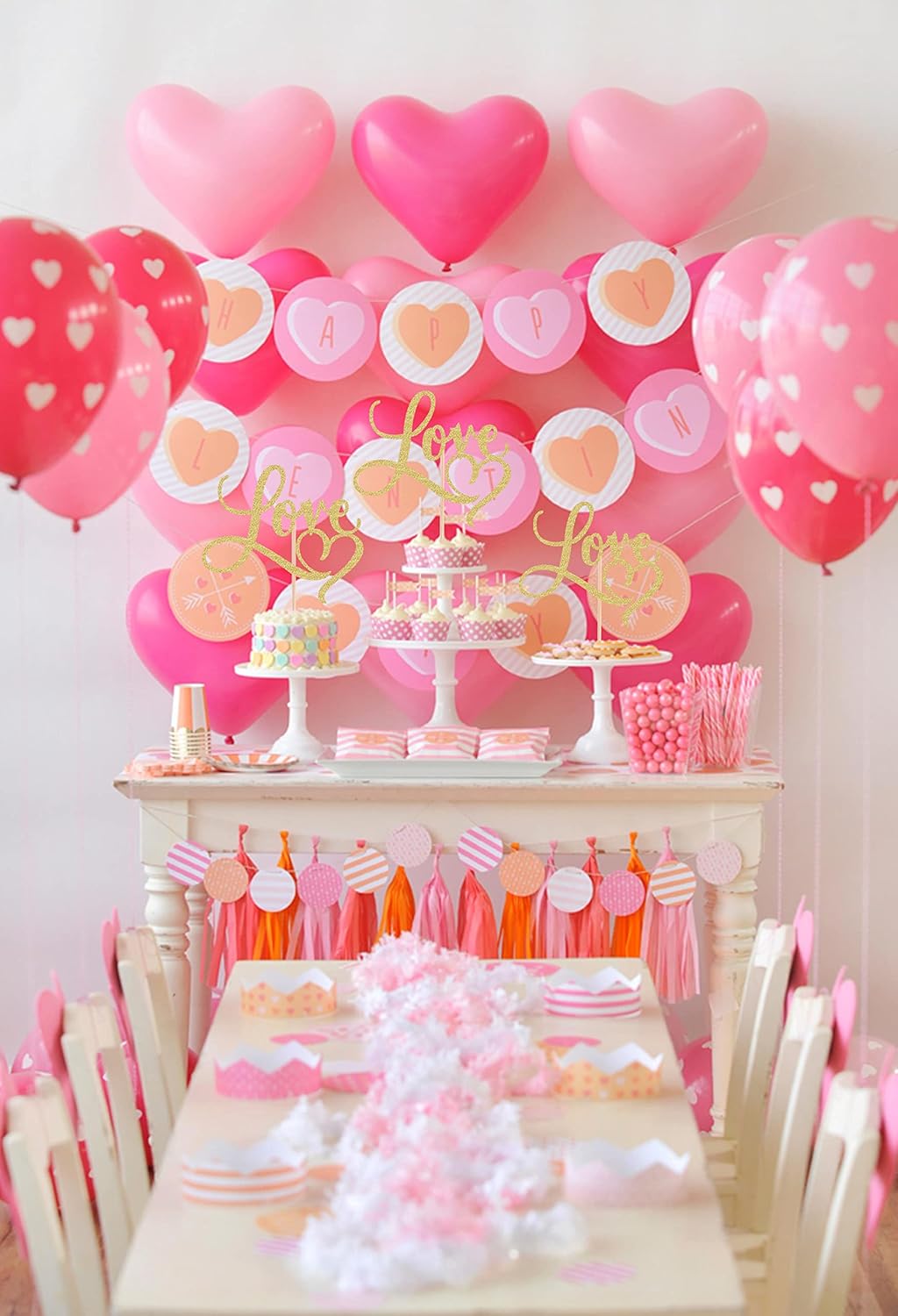 Love Cake Topper - Gold Glitter Paper Wedding Cake Decoration Supplies, Perfect for Bridal