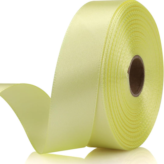 Rice Yellow Ribbon 7/8 Inch 30 Yards Satin Craft Ribbon-Single Face Polyester Ribbon for Handmade