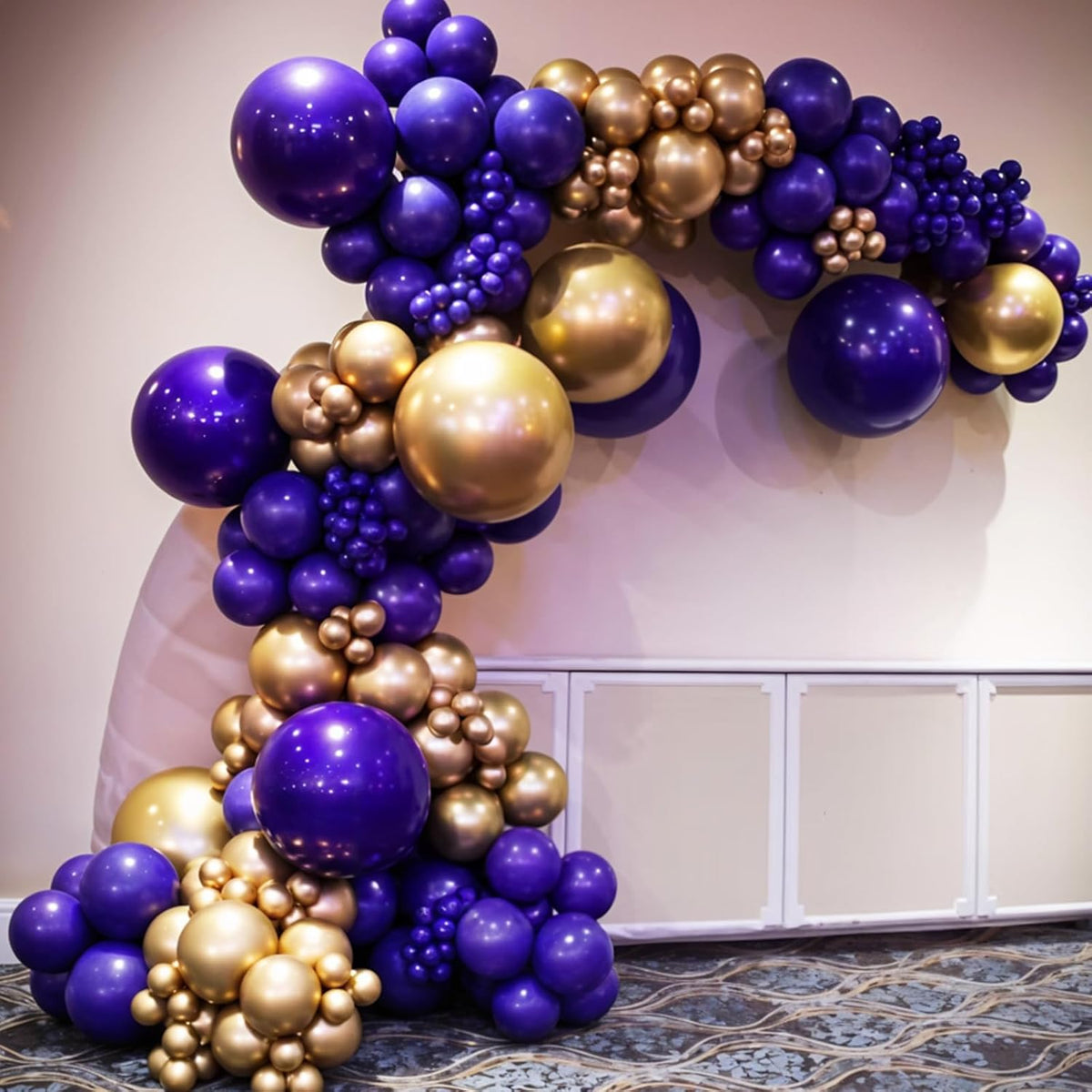 Purple and Gold Balloons, 50pcs Dark Purple Gold Balloons, Macaron Metallic Confetti Balloons For