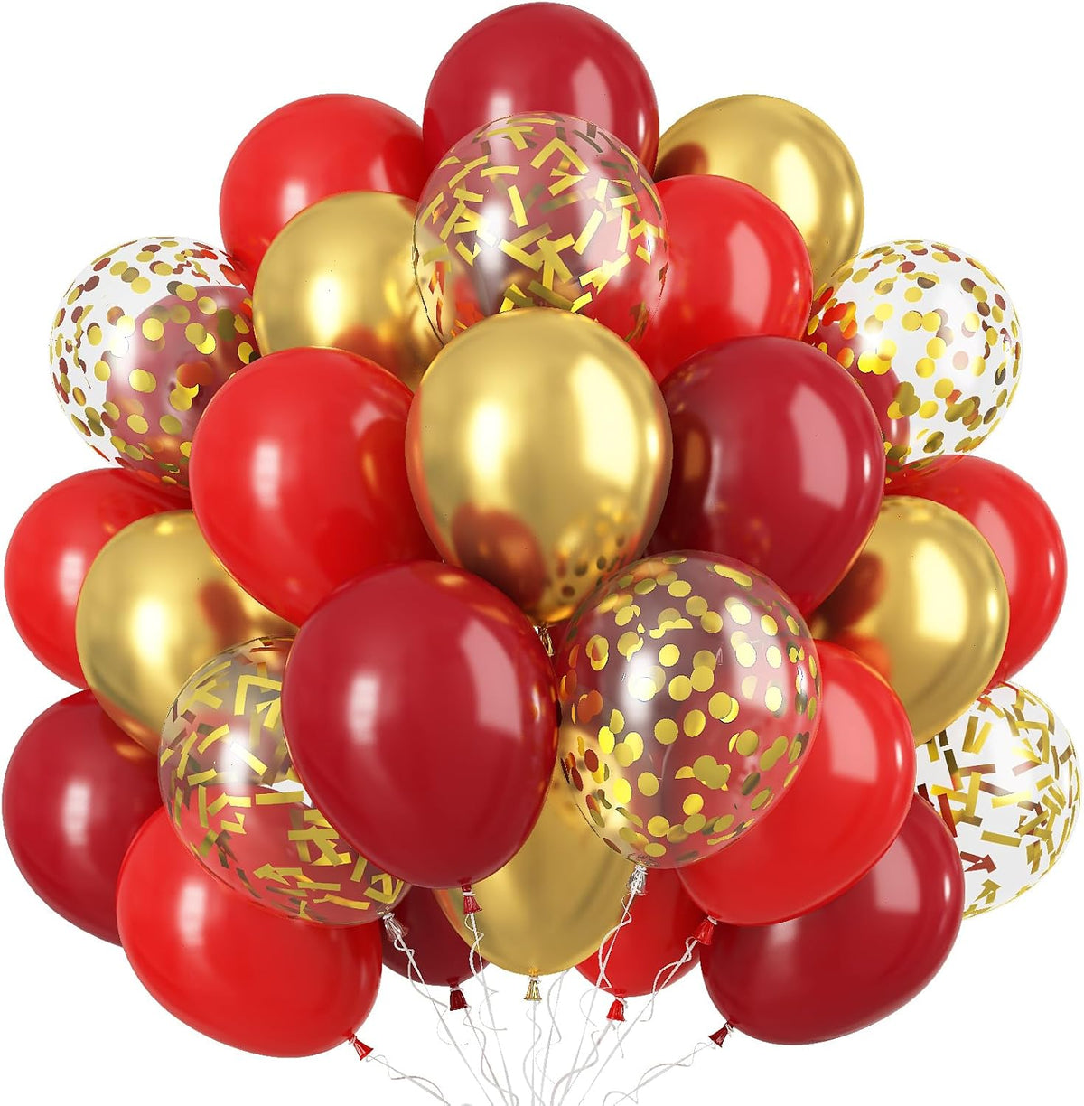 Red and Gold Balloon, 60 Pack 12 Inch Different Shades Red Party Balloons, Dark Red and Metallic