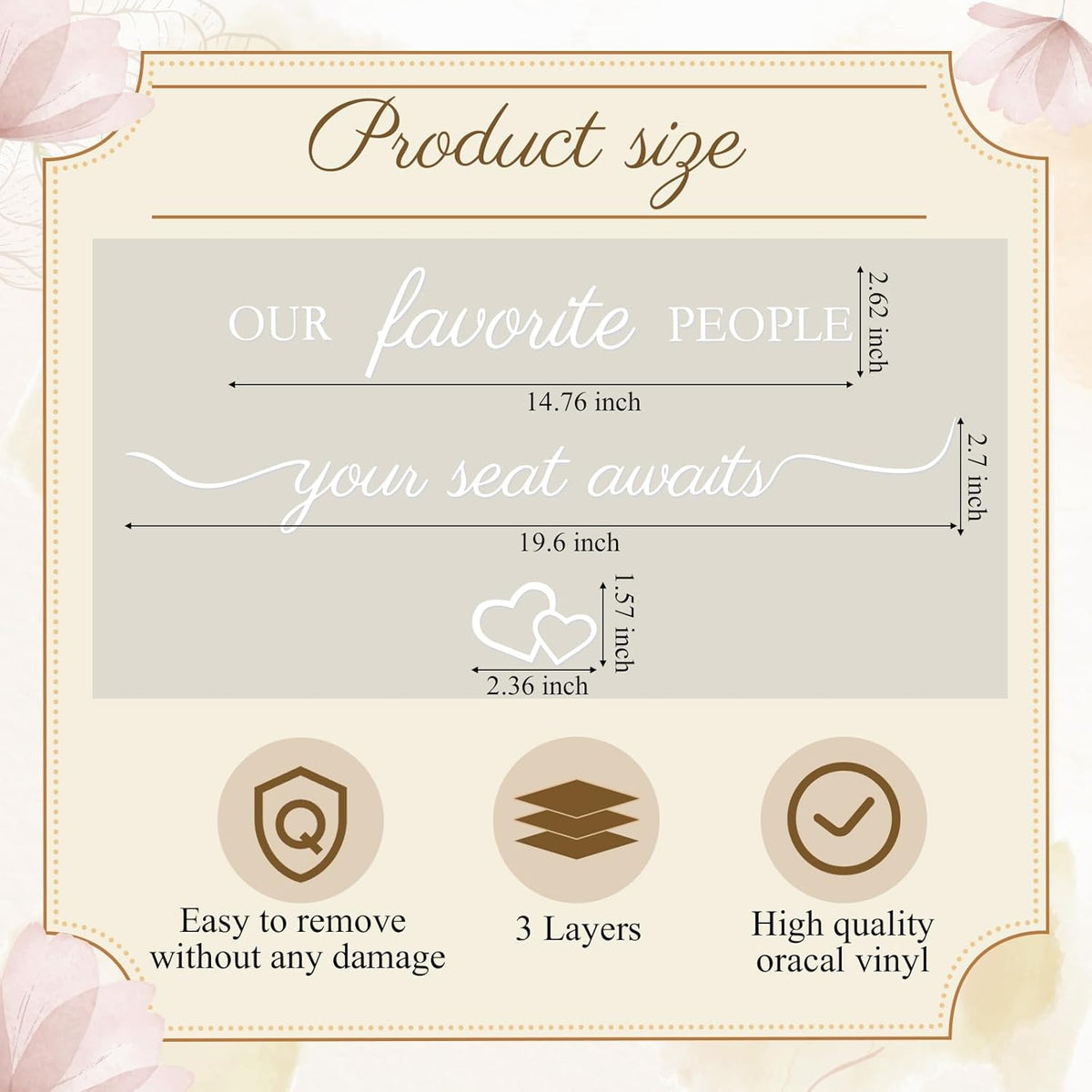 3 Pcs Wedding Seating Chart Decal Stickers DIY Our Favorite People Your Seat Awaits Vinyl Decal