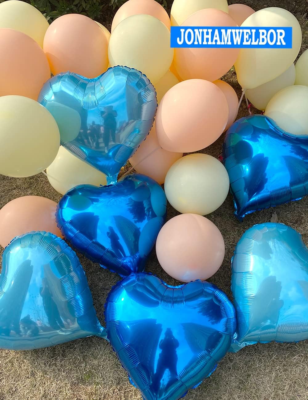 Jonhamwelbor 20Pcs 18 inch Royal Blue and Light Blue Foil Mylar Heart Shape Balloons Decorations