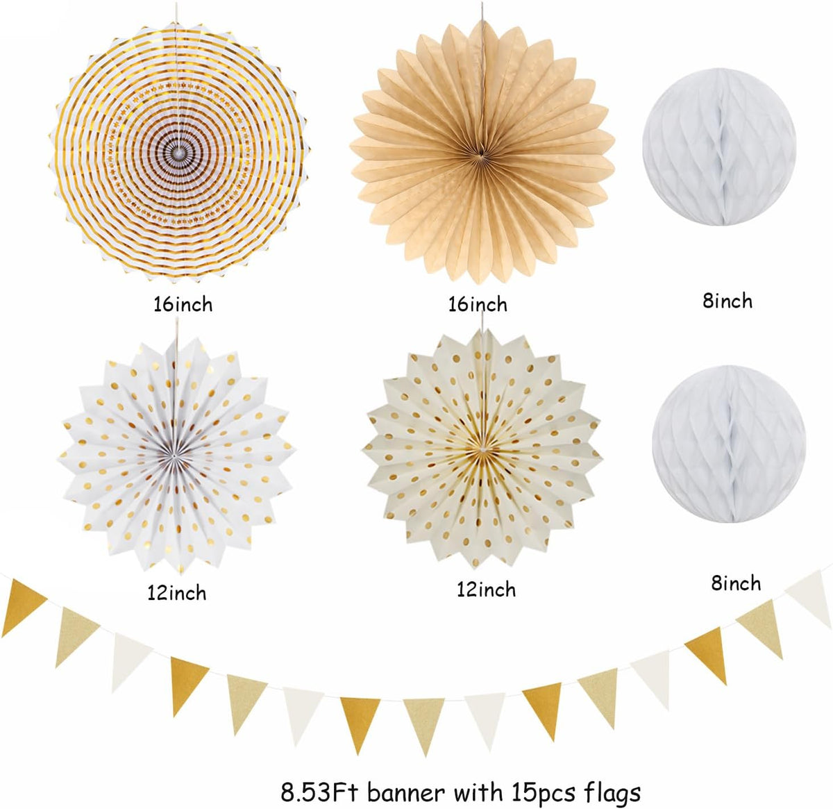Beige-Champagne Gold White-Peach Boho Party-Decorations - 20pcs Neutral Baby Shower Rustic Wedding