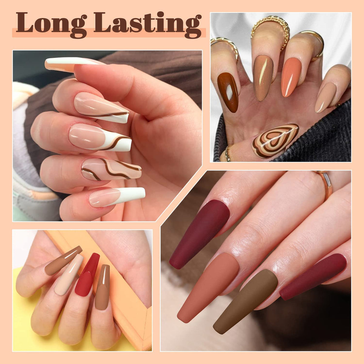 Lavender Violets 22 Pcs Dip Powder Nail Kit Starter - 16 Colors Nude Pinkish Brown Skin Tone with