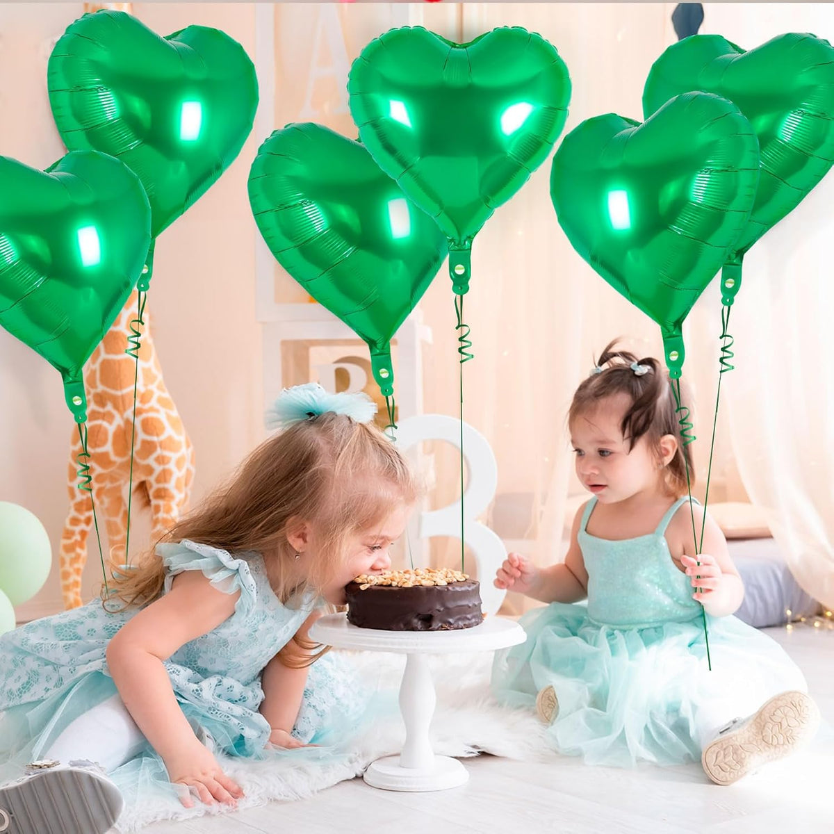 24 Pcs Green Heart Balloons,18 inch Heart Shape Foil Balloons Love Balloons Valentine Balloons for