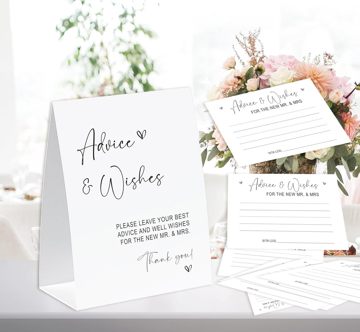 Advice and Wishes for The Mr and Mrs, Advice Cards for Bride and Groom 30 Pcs, Minimalist Theme