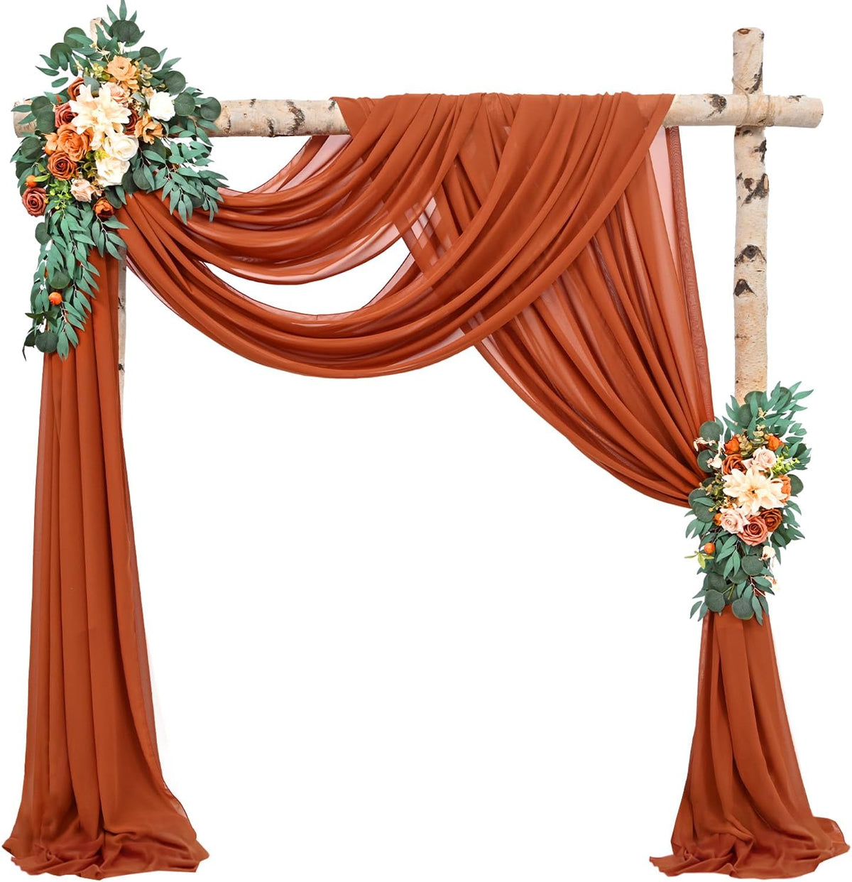 Wedding Arch Draping Fabric 4 Panels 20Ft Length x 28" Width Terracotta Photography Arch Drapes