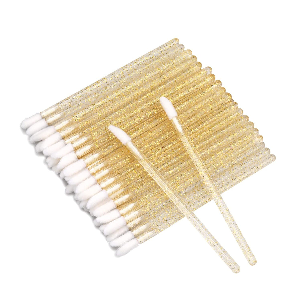 100PCS Glitter Crystal Lip Brush, Disposable Lip Brushes Lip Gloss Applicators Lipstick Gloss Wands