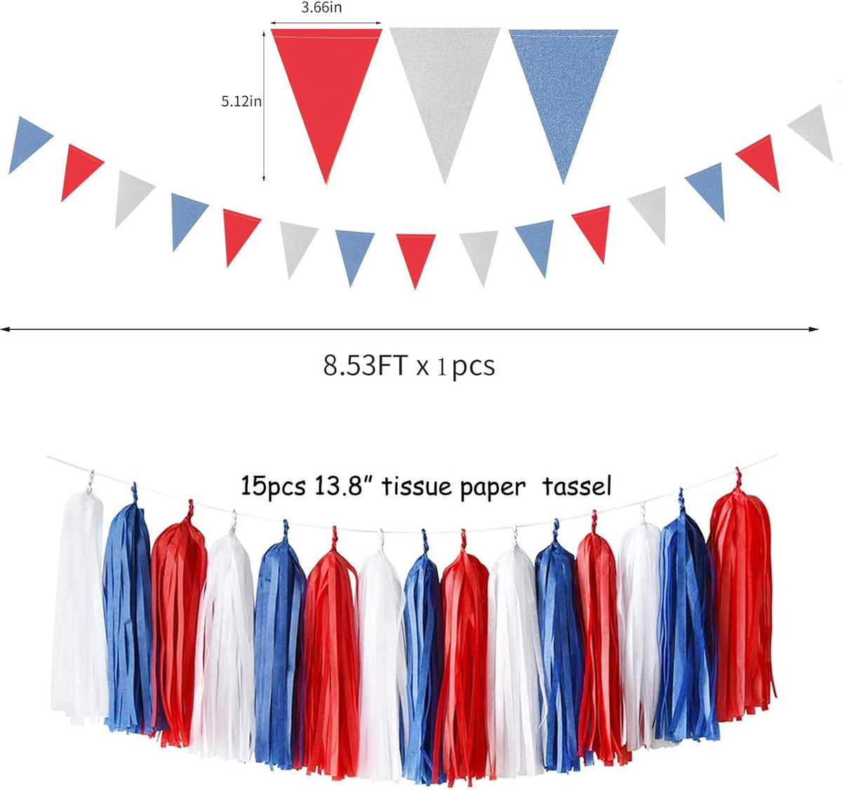 Fourth-4th of July Imemorial-Day Party-Decorations - 23pcs Red White Blue Graduation Banner, USA