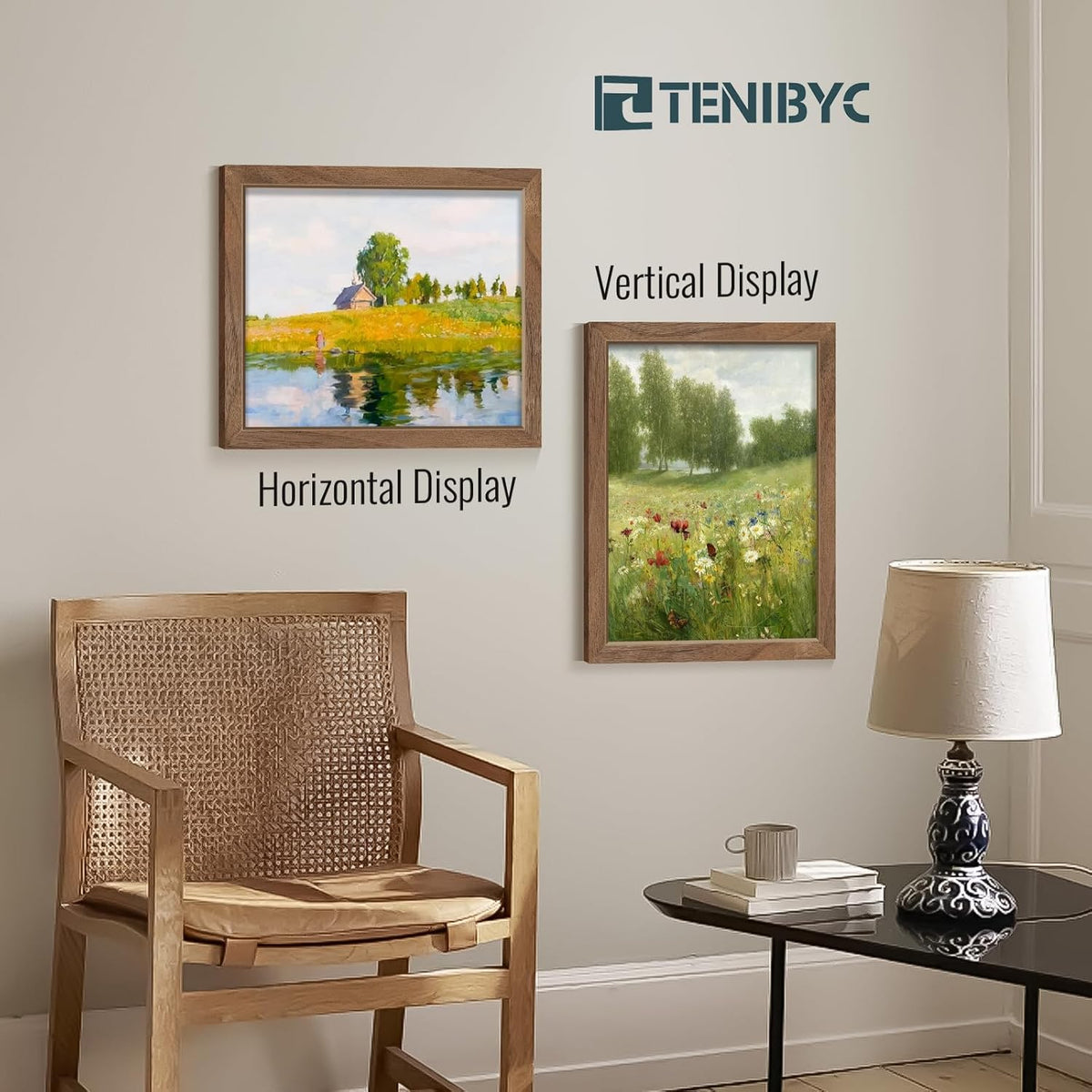 11x14 Picture Frame Walnut - 4 Pack, Brown Wood Grain Photo Frame, HD Tempered Glass, Display 11x14